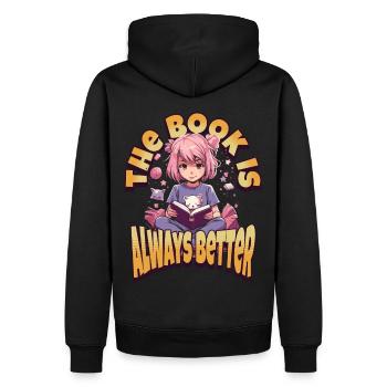 Books are better - Kawaii Girl for Bookworms - Men’s Premium Organic Hoodie - black - Back - Nico (187cm)