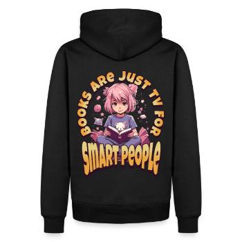Smar People - Kawaii Anime Girl for Bookworms - Men’s Premium Organic Hoodie - black - Back - Nico (187cm)