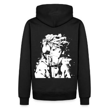 Le cool Cyberpunk Style Anime Boy Otaku de Shibuya - Sweat à capuche Premium bio Homme - noir - Dos - Nico (187cm)