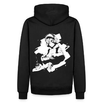 Le cool Cyberpunk Style Anime Boy Otaku de Shibuya - Sweat à capuche Premium bio Homme - noir - Dos - Nico (187cm)