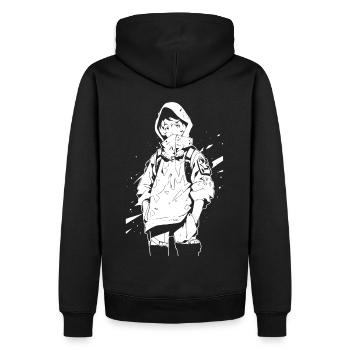 Le cool Cyberpunk Style Anime Boy Otaku de Shibuya - Sweat à capuche Premium bio Homme - noir - Dos - Nico (187cm)
