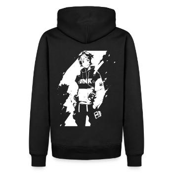 Le cool Cyberpunk Style Anime Boy Otaku de Shibuya - Sweat à capuche Premium bio Homme - noir - Dos - Nico (187cm)