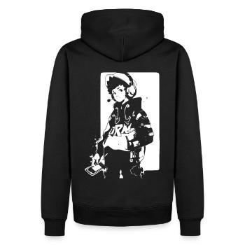 Le cool Cyberpunk Style Anime Boy Otaku de Shibuya - Sweat à capuche Premium bio Homme - noir - Dos - Nico (187cm)