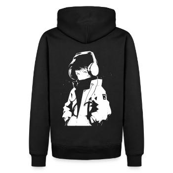 Le cool Cyberpunk Style Anime Boy Otaku de Shibuya - Sweat à capuche Premium bio Homme - noir - Dos - Nico (187cm)