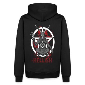 Hellish Satan Baphomet - Men’s Premium Organic Hoodie - black - Back - Nico (187cm)