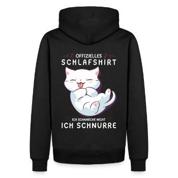 Offizielles Schlafshirt personalisiert mit Katze - Männer Premium Bio Hoodie - Schwarz - Hinten - Nico (187cm)