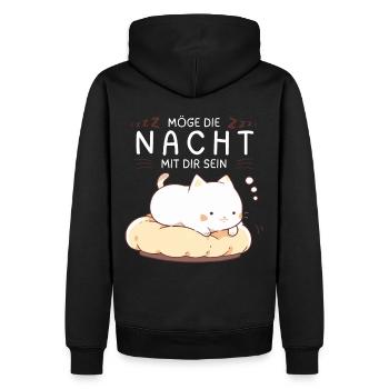 Möge die Nacht mit dir sein - Schlafshirt Katze - Männer Premium Bio Hoodie - Schwarz - Hinten - Nico (187cm)