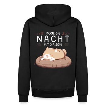 Möge die Nacht mit dir sein - Schlafshirt Katze - Männer Premium Bio Hoodie - Schwarz - Hinten - Nico (187cm)