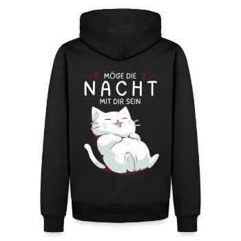 Möge die Nacht mit dir sein - Schlafshirt Katze - Männer Premium Bio Hoodie - Schwarz - Hinten - Nico (187cm)