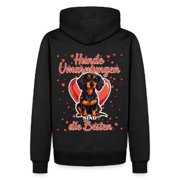 Hunde Umarmungen sind die Besten - Dackel Liebe - Männer Premium Bio Hoodie - Schwarz - Hinten - Nico (187cm)