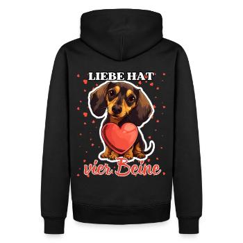 Liebe hat vier Beine - Lustige Dackel Liebe - Männer Premium Bio Hoodie - Schwarz - Hinten - Nico (187cm)
