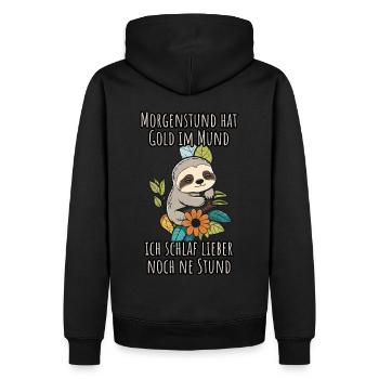 Ich schlaf weiter - Faultier Schlafshirt Damen - Männer Premium Bio Hoodie - Schwarz - Hinten - Nico (187cm)