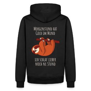Ich schlaf weiter - Faultier Schlafshirt Damen - Männer Premium Bio Hoodie - Schwarz - Hinten - Nico (187cm)
