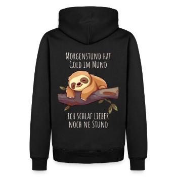 Ich schlaf weiter - Faultier Schlafshirt Damen - Männer Premium Bio Hoodie - Schwarz - Hinten - Nico (187cm)