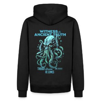 Ancient Truth Cthulhu Kult Lovecraft Necronomicon - Männer Premium Bio Hoodie - Schwarz - Hinten - Nico (187cm)