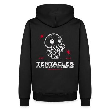 Tantakel Süßer Cthulhu Kult Lovecraft Necronomicon - Männer Premium Bio Hoodie - Schwarz - Hinten - Nico (187cm)
