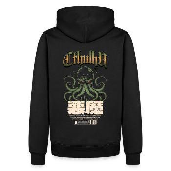 Japanisch - Cthulhu Kult Lovecraft Necronomicon - Männer Premium Bio Hoodie - Schwarz - Hinten - Nico (187cm)