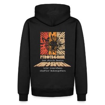 Pyrotechnik ist doch kein Verbrechen - Meme Spruch - Männer Premium Bio Hoodie - Schwarz - Hinten - Nico (187cm)