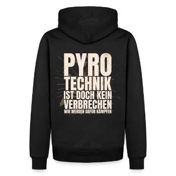 Pyrotechnik ist doch kein Verbrechen - Meme Spruch - Männer Premium Bio Hoodie - Schwarz - Hinten - Nico (187cm)