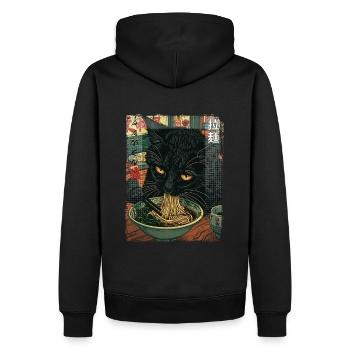 Ramen Nudeln Aesthetic Kawaii schwarze Katze - Männer Premium Bio Hoodie - Schwarz - Hinten - Nico (187cm)