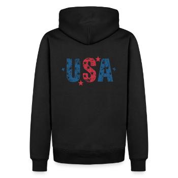 USA Amerikanische Flagge Unabhängigkeitstag - Männer Premium Bio Hoodie - Schwarz - Hinten - Nico (187cm)