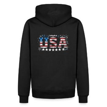 UAS Amerikanisches Stolz Stars & Stripes - Männer Premium Bio Hoodie - Schwarz - Hinten - Nico (187cm)