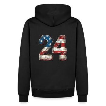 24 USA Amerikanische Flagge Unabhängigkeitstag - Männer Premium Bio Hoodie - Schwarz - Hinten - Nico (187cm)