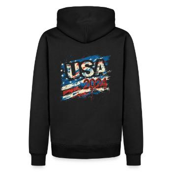 USA 2024 Wahl Amerikanische Flagge Graffiti - Männer Premium Bio Hoodie - Schwarz - Hinten - Nico (187cm)