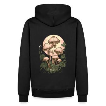 Goblincore Cottagecore Vintage Pilz Mondphasen - Männer Premium Bio Hoodie - Schwarz - Hinten - Nico (187cm)