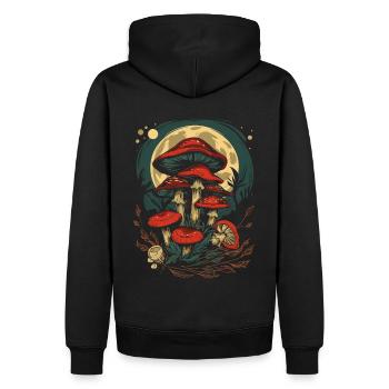 Phases de Lune Champignon Fairycore Goblincore Cottagecore - Sweat à capuche Premium bio Homme - noir - Dos - Nico (187cm)