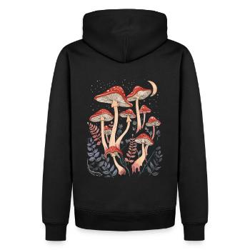Pilz Fairycore Cottagecore Goblincore Vintage - Männer Premium Bio Hoodie - Schwarz - Hinten - Nico (187cm)