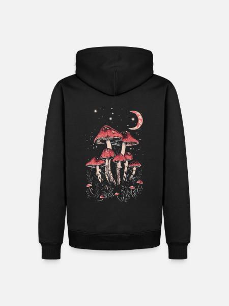 Goblincore Cottagecore Fairycore Pilz Mondphasen - Männer Premium Bio Hoodie - Schwarz