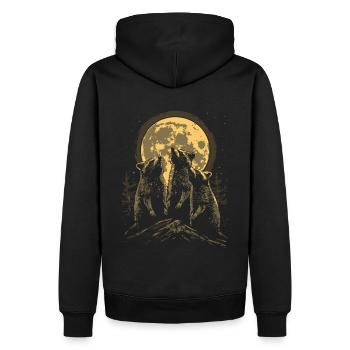 3 raton laveur lune hurlante tête de raton laveur - Sweat à capuche Premium bio Homme - noir - Dos - Nico (187cm)