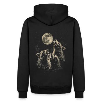 3 raton laveur lune hurlante têtes de raton laveur - Sweat à capuche Premium bio Homme - noir - Dos - Nico (187cm)