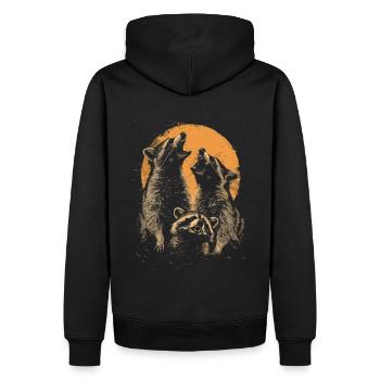 3 ratons laveurs lune hurlante tête de raton laveur drôle - Sweat à capuche Premium bio Homme - noir - Dos - Nico (187cm)