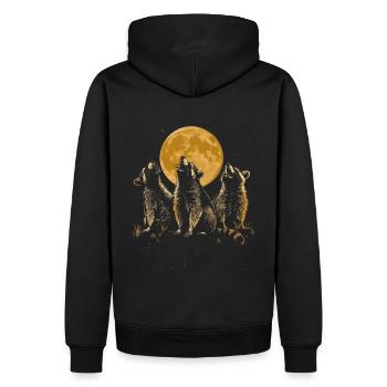 3 ratons laveurs lune tête hurlante drôle graphique - Sweat à capuche Premium bio Homme - noir - Dos - Nico (187cm)