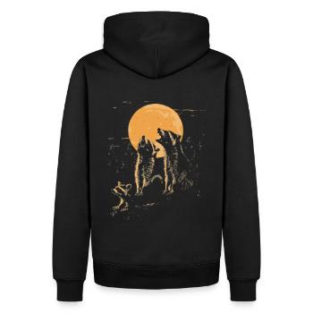 3 Raccoon Moon Howling Animal Art - Men’s Premium Organic Hoodie - black - Back - Nico (187cm)