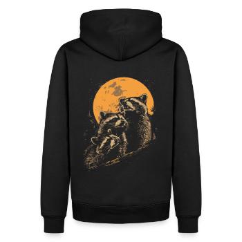 3 raton laveur lune hurlant tête de raton laveur cool - Sweat à capuche Premium bio Homme - noir - Dos - Nico (187cm)