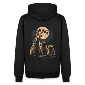 3 raton laveur lune hurlant mignon tête de raton laveur - Sweat à capuche Premium bio Homme - noir - Dos - Nico (187cm)