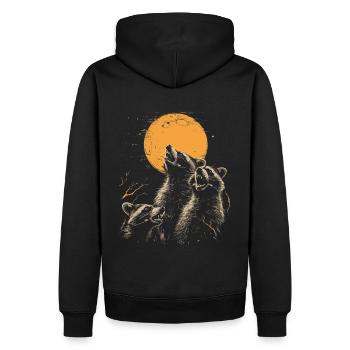 3 ratons laveurs lune hurlant drôles de ratons laveurs - Sweat à capuche Premium bio Homme - noir - Dos - Nico (187cm)