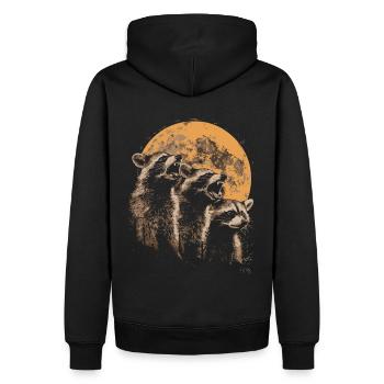 3 raton laveur lune hurlant drôle raton laveur Art - Sweat à capuche Premium bio Homme - noir - Dos - Nico (187cm)