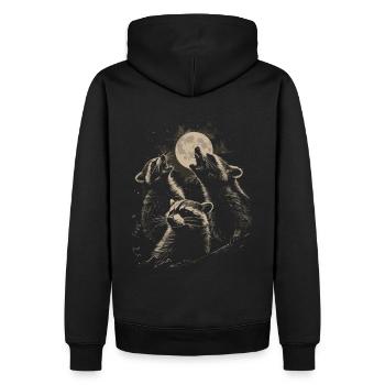 3 Raccoons Moon Howling Funny Animal Art - Men’s Premium Organic Hoodie - black - Back - Nico (187cm)