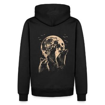 3 ratons laveurs lune hurlant drôles de ratons laveurs - Sweat à capuche Premium bio Homme - noir - Dos - Nico (187cm)