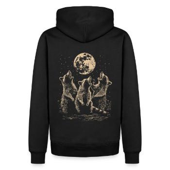 3 Raccoons Moon Howling Funny Animal Art - Men’s Premium Organic Hoodie - black - Back - Nico (187cm)