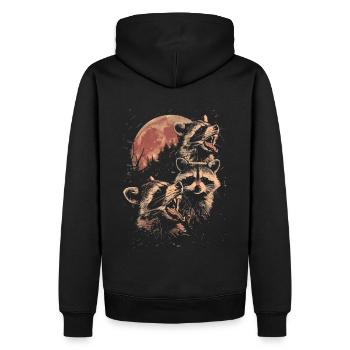 3 ratons laveurs lune hurlant mignon tête drôle - Sweat à capuche Premium bio Homme - noir - Dos - Nico (187cm)