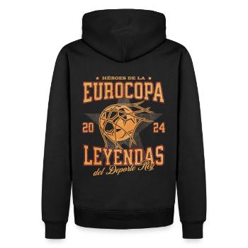 Championnat d’Espagne 2024 Femmes Hommes Drapeau Rouge - Sweat à capuche Premium bio Homme - noir - Dos - Nico (187cm)