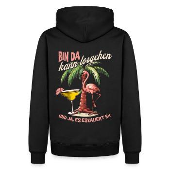 Party Design Flamingo 'Je suis là, tu peux y aller' - Sweat à capuche Premium bio Homme - noir - Dos - Nico (187cm)