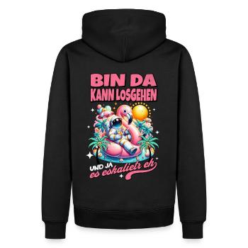 Drôle de flamant rose 'Je suis là peut aller' - Sweat à capuche Premium bio Homme - noir - Dos - Nico (187cm)