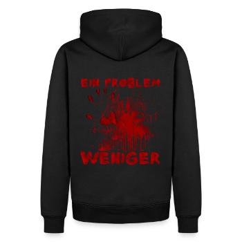 Un problème de moins - Drôle de dicton d’Halloween - Sweat à capuche Premium bio Homme - noir - Dos - Nico (187cm)