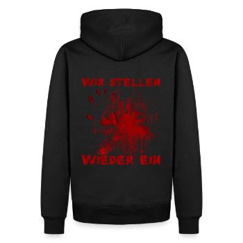 Nous embauchons à nouveau - Drôle de dicton d’Halloween - Sweat à capuche Premium bio Homme - noir - Dos - Nico (187cm)